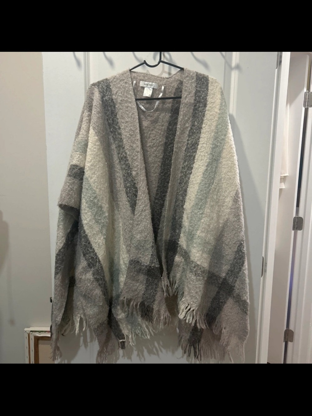 Nine West Taupe Open-Front Knit Cardigan